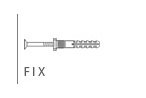 line drawing of nail plug with the words in at 'fix' at the bottom